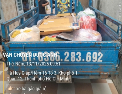 xe ba gác vận chuyển hàng hóa trong ngày quận 12